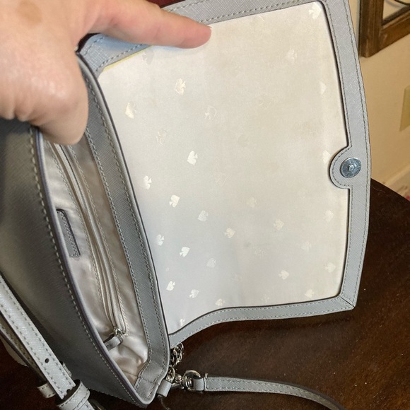 KATE SPADE GRAY leather CROSSBODY SHOULDERBAG TOTE 10x7 - Picture 5 of 8